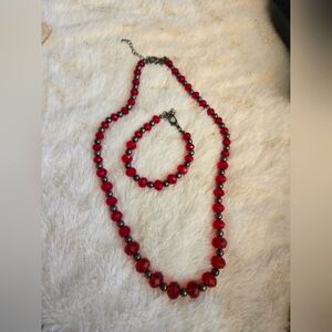 **3/$10** Red Beaded Necklace and Bracelet Set